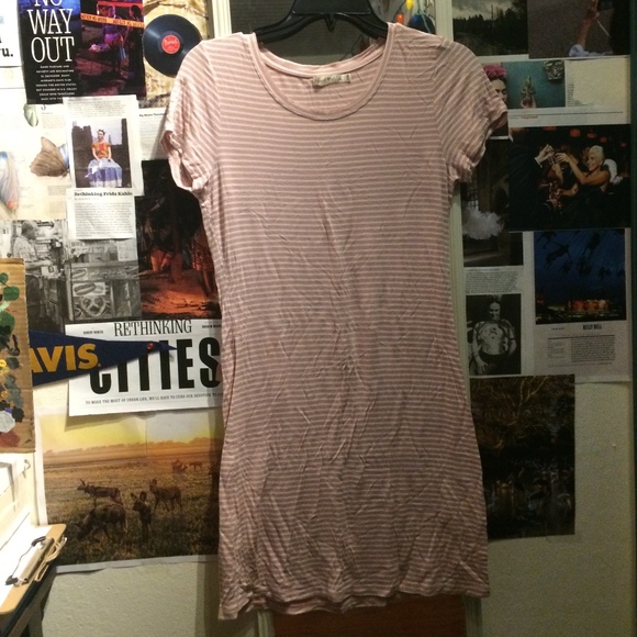 pink striped t shirt dress